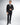 Abito monopetto con pantalone fondo stretto nero 