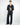 Abito doppiopetto con pantalone flare blu 